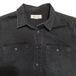 Madewell Mens Western Snap Button Up Shirt Faded Black Medium